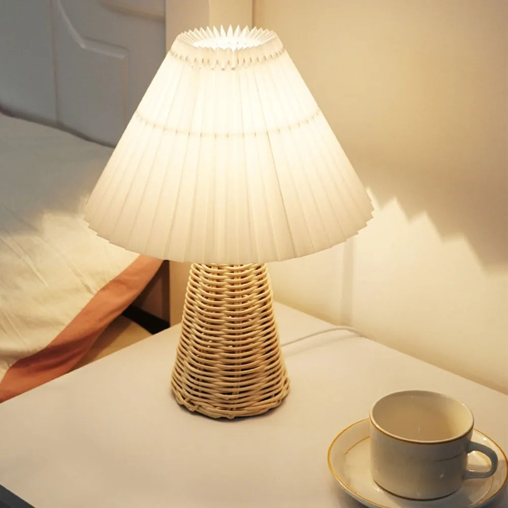 Senna USB-Powered Rattan Pleated Table Lamp - product view 15