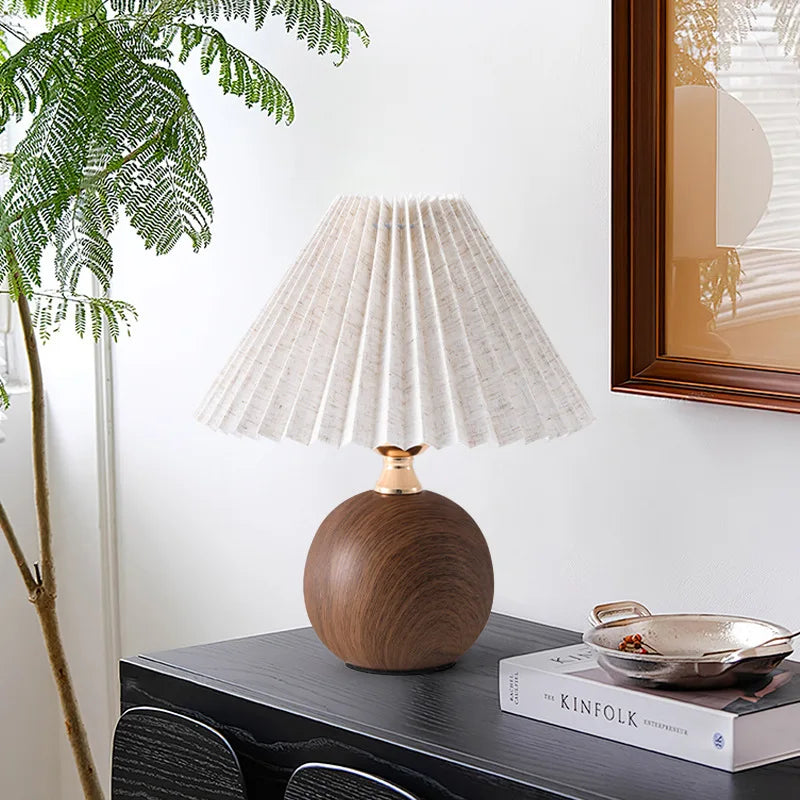 Eira Plug-In Wood Pleated Table Lamp - product view 5