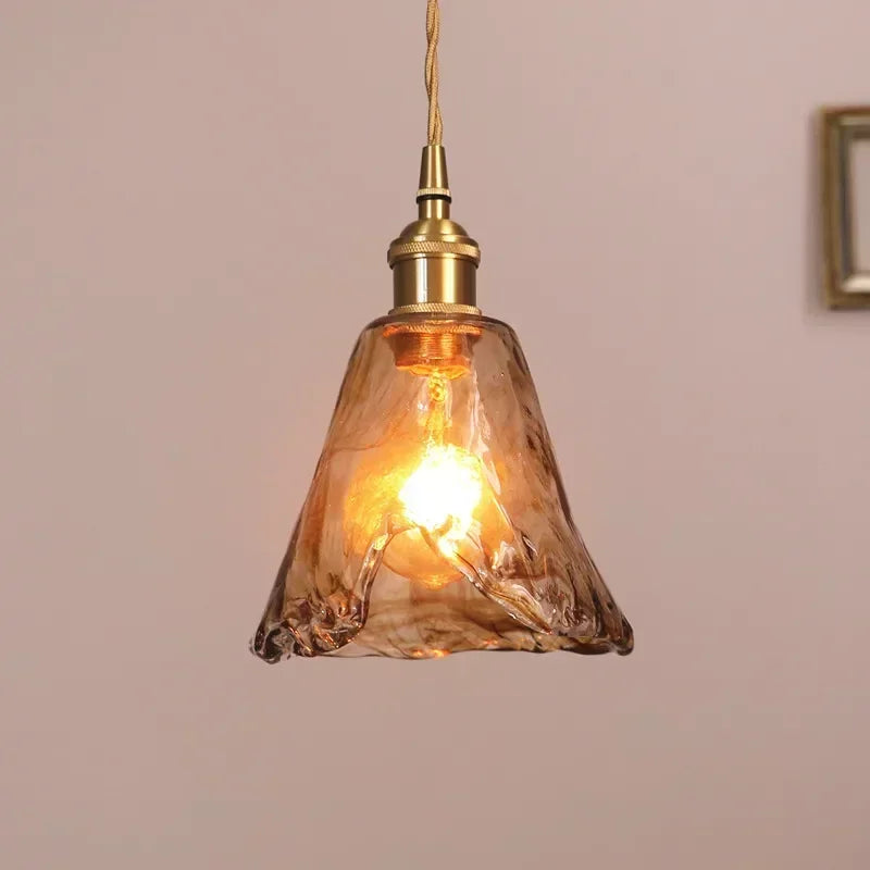 Aurelia amber marbled glass pendant with a flared bell shade
