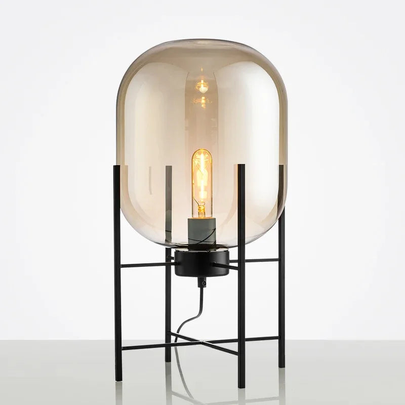 Astrid Plug-In Smoked Glass Table Lamp - product view 1