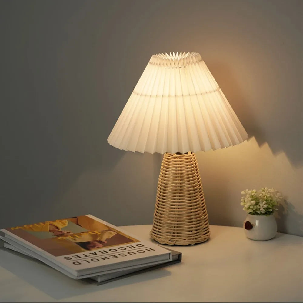 Senna USB-Powered Rattan Pleated Table Lamp - product view 14