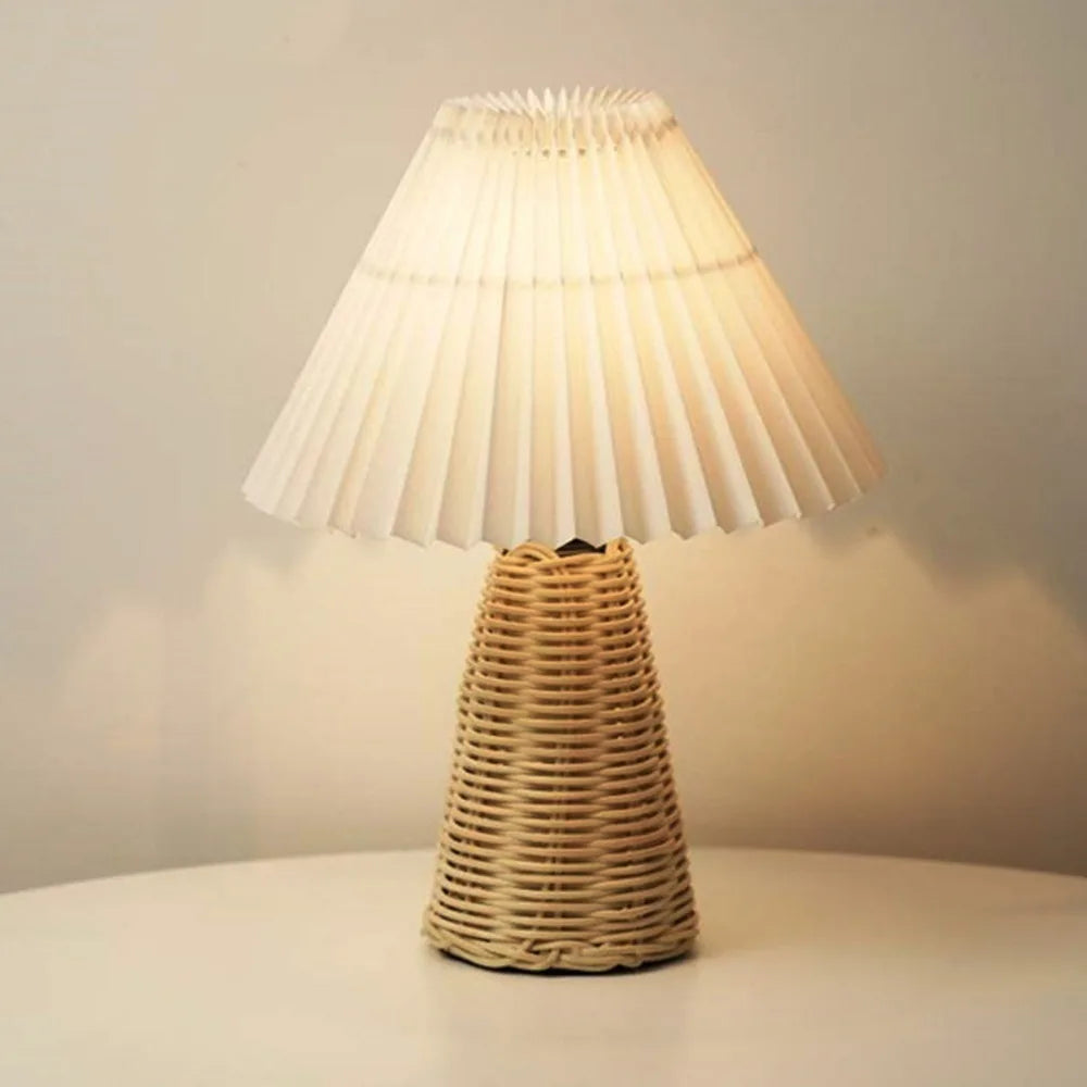 Senna USB-Powered Rattan Pleated Table Lamp - product view 6