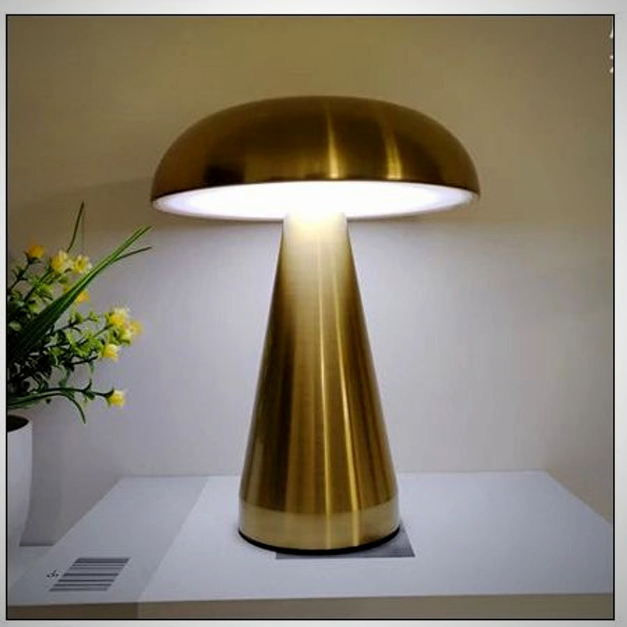 Juno gold mushroom lamp brushed metal dome